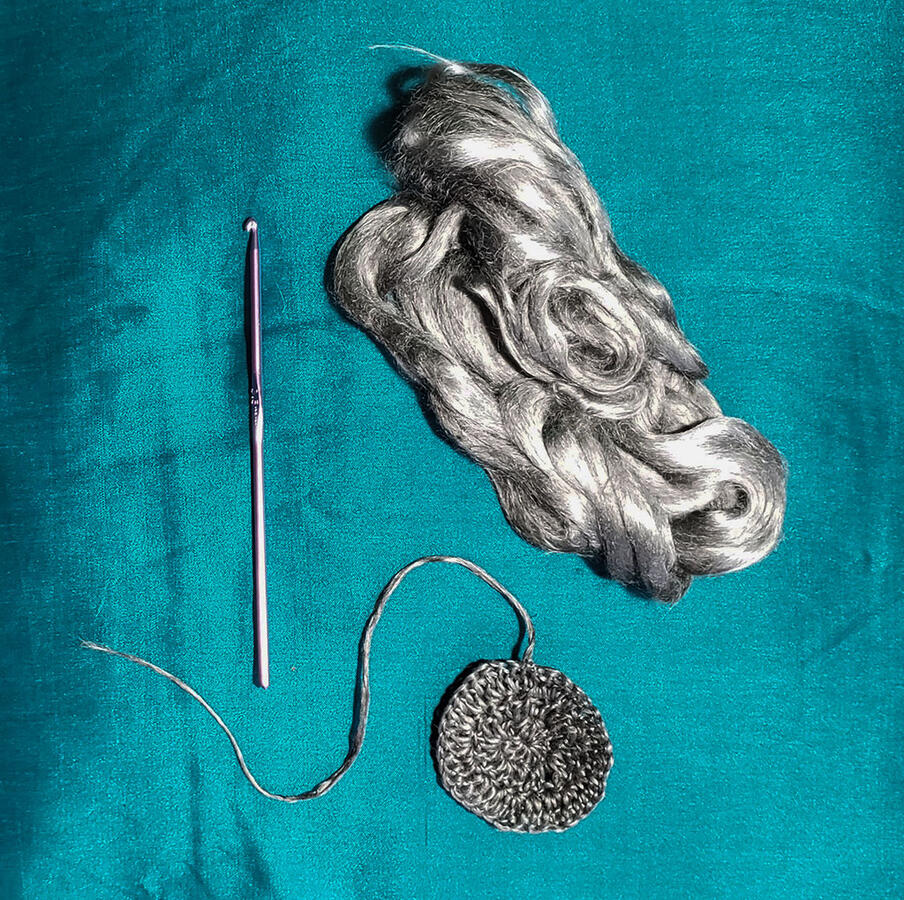 Conductive yarn crochet pads